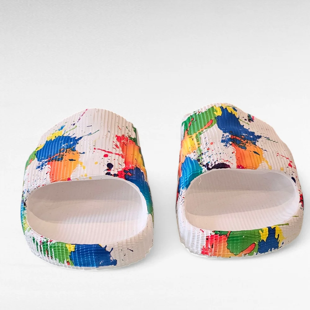 Colorful Paint Splatter Slides Size EU 41/42